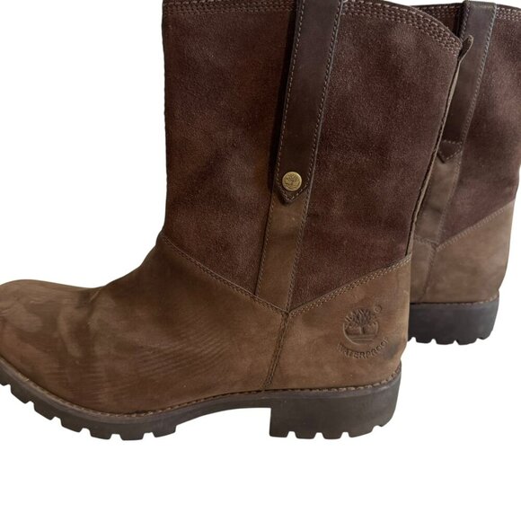 Timberland Brown Leather Nubuck Waterproof Pull-On Boots | Women's Size 9.5 - Picture 4 of 11